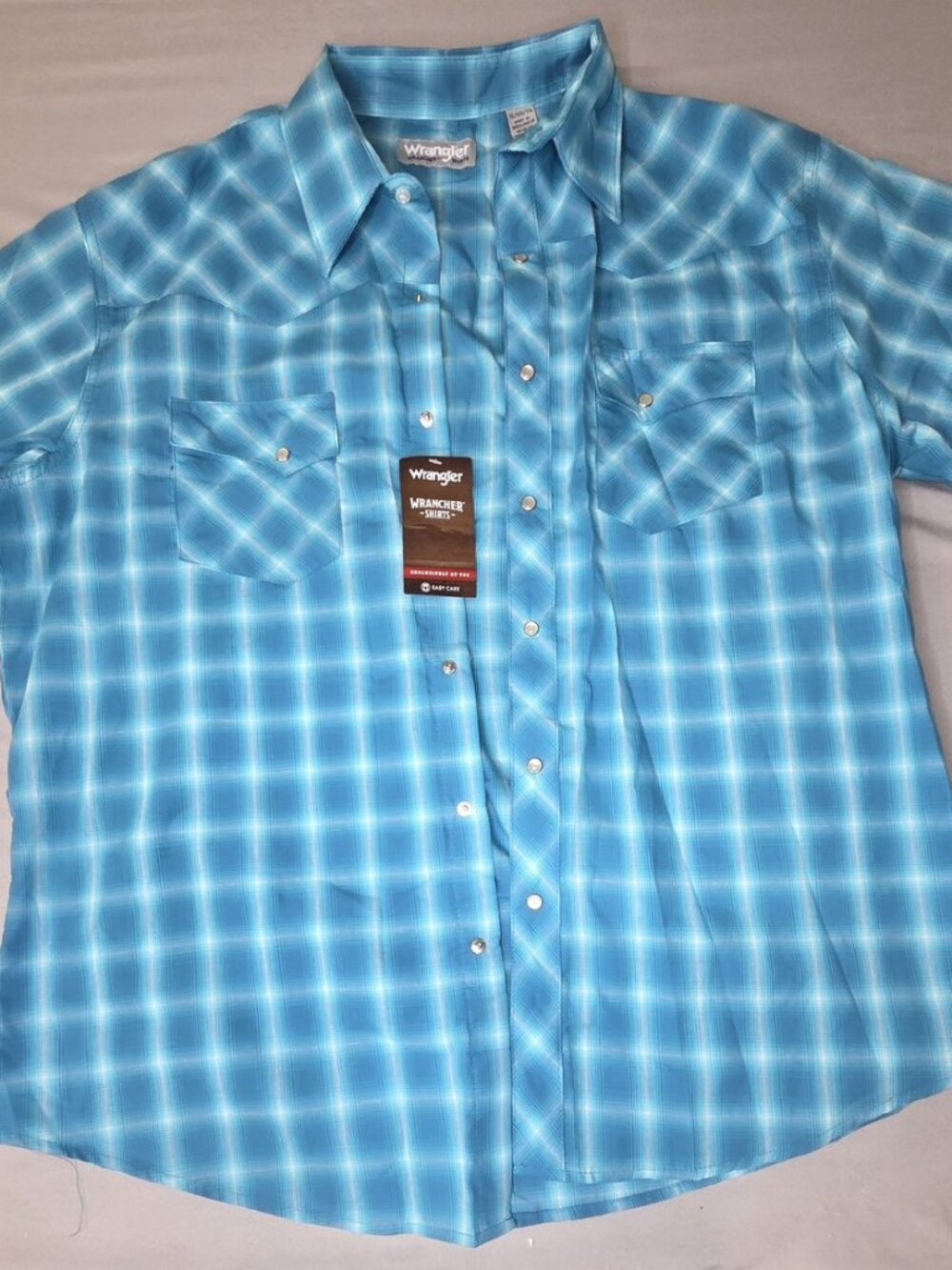 Wrangler Wrancher XL NWT Western Snap SS Blue Plaid